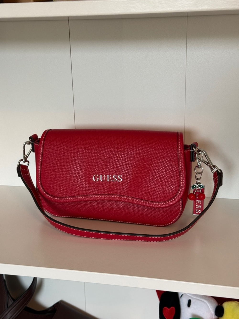 GUESS Red Crossbody Bag with Cherry Charm - Picture 3 of 6